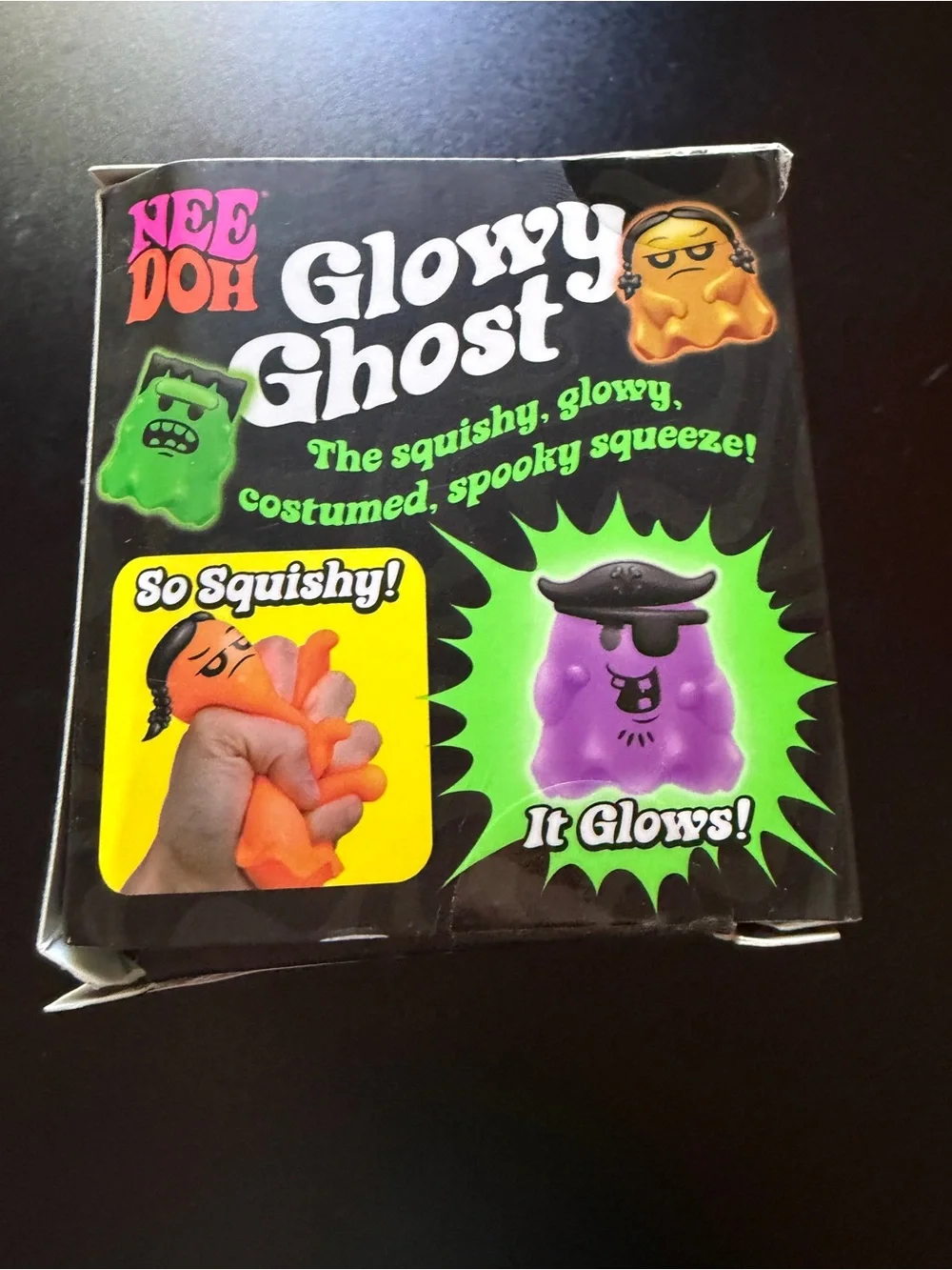 New Nee Doh Halloween Glowy Ghost Green Squishy Toy Glow in Dark Squeeze Growl